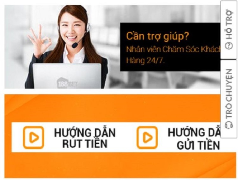 Cổng thông tin liên hệ của 188Bet hoạt động 24/24h